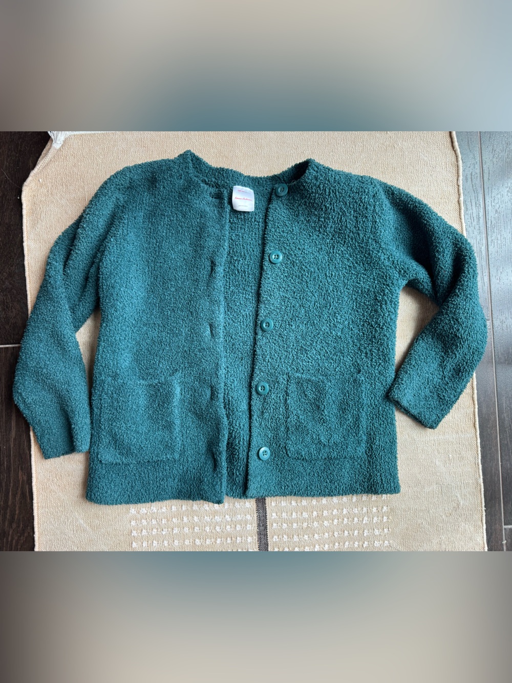 Hanna Andersson Green Fuzzy Cardigan size 6-7